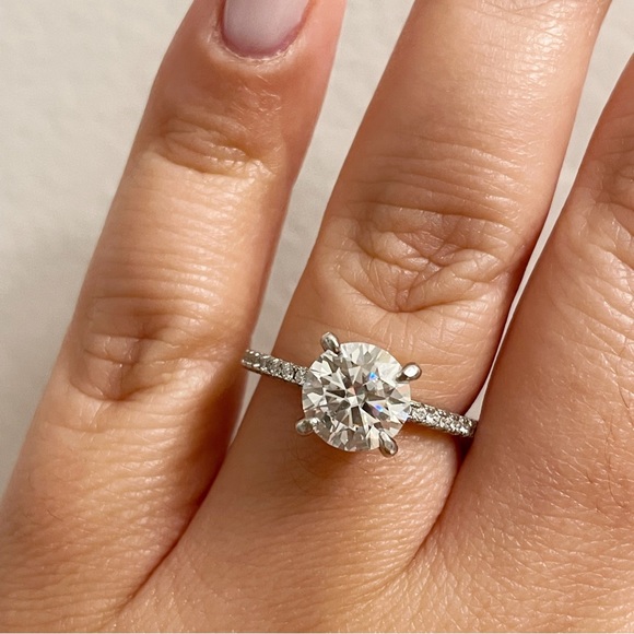 2.00ct Genuine Moissanite Engagement Ring, Hidden Halo, Sterling Silver - Picture 5 of 10